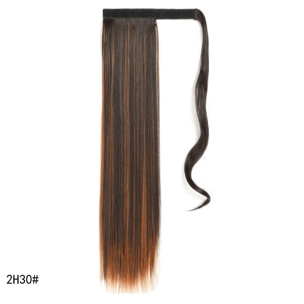 Synthetic Straight Ponytail Hair Extension With Velcro Wrap Design, 60cm Long Sleek Wrap Around Ponytail For Women Girls