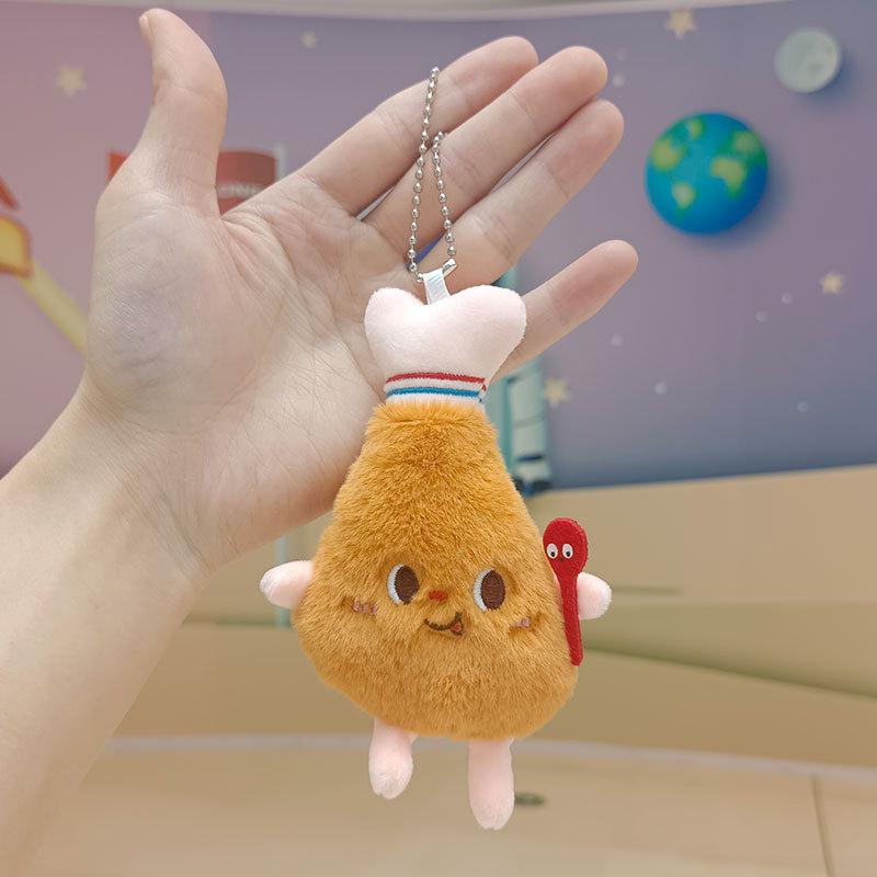 12cm Kawaii Essen Brot Hamburger Hund Pommes Plüschtier Weicher Gefüllter Plüsch Anhänger Schlüsselanhänger für Kinder Geschenke Spielzeug