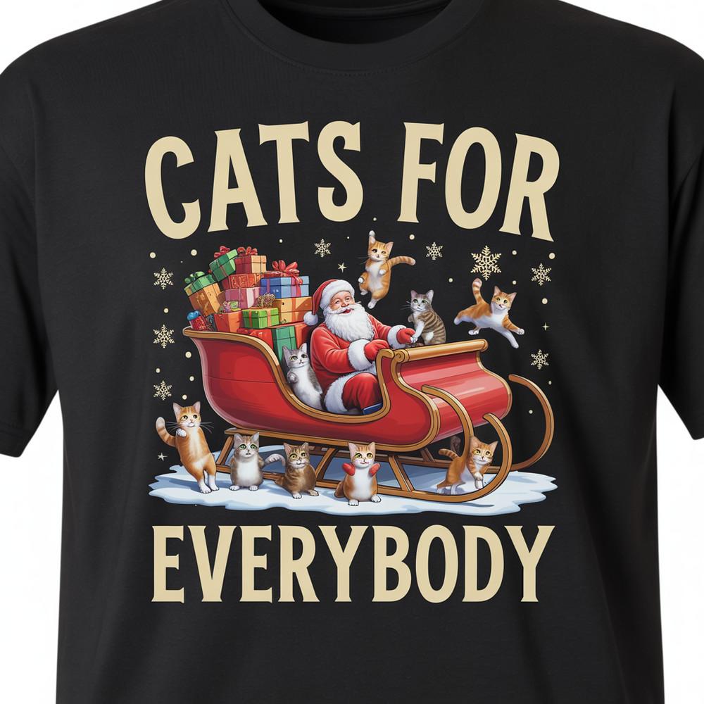 

Cats for Everybody Christmas TShirt Festive Cat Lover Xmas Design Unisex T-Shirt L