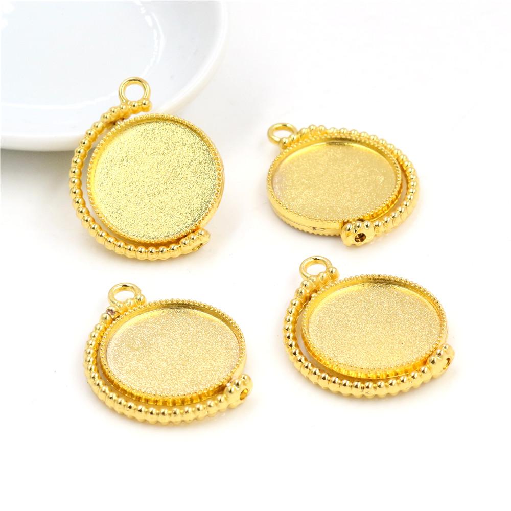 New Fashion 5pcs 25mm Inner Size Antique Silver Plated And Bronze Baroque Style Cabochon Base Setting Charms Pendant