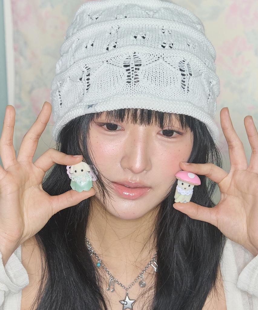Kiibi Nostalgic Knit Beanie White