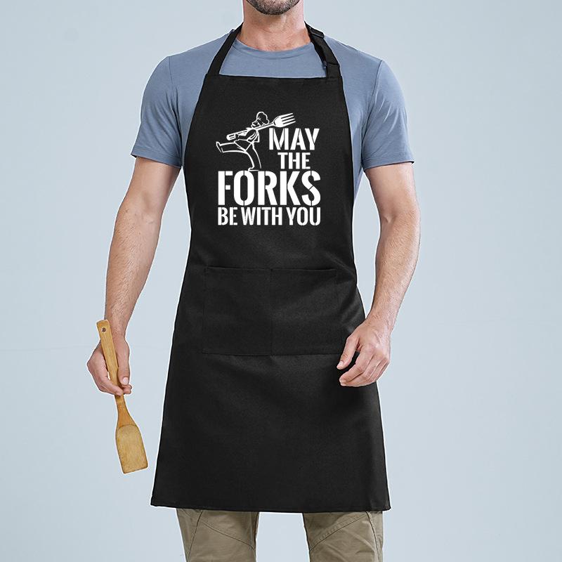 Neck Letter Printed Apron Home Kitchen Male And Female Couples Bbq Baking Catering Work Apron
