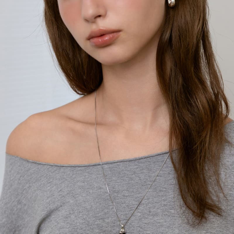 Tatiana (925 Silber) Pilzstein Anhänger Lange Halskette NZ2513 Onyx