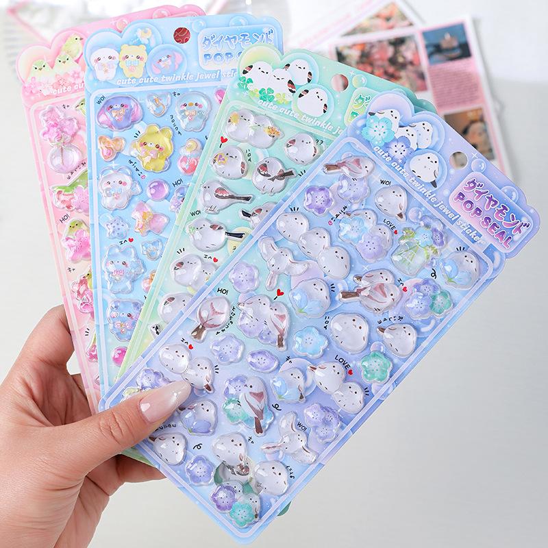 4 Pcs/Set Cute Animal Sparrow 3D Relief Stickers Decorative For Journal Diy Phone Case Embellishments