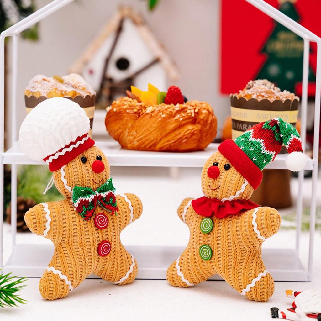 1Piece Christmas Decorations Creative Gingerbread Man Doll Pendant Yellow Doll Party Christmas Tree Pendant