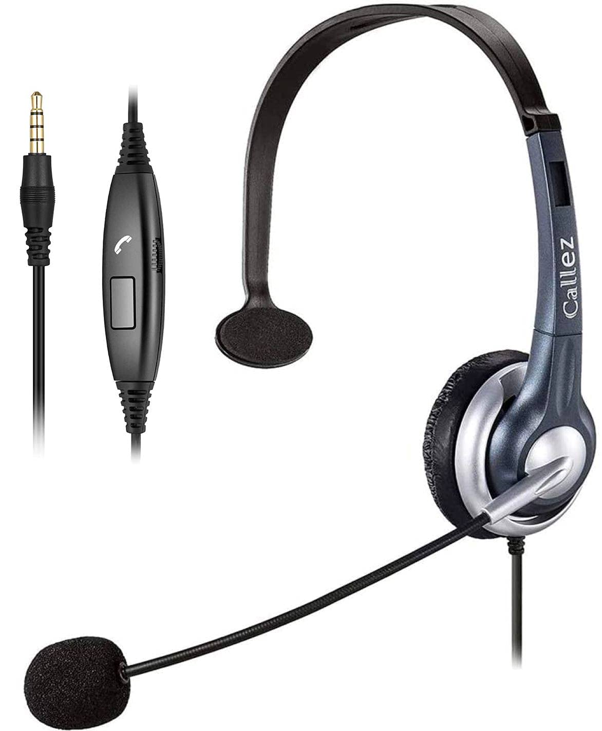 

Callez 3.5mm Mobile Phone Headset with Noise-Canceling Microphone for PCs, iPhones, PCs, Smartphones, iPads, and Laptops, Ideal for Web Conferencing,