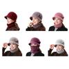 2Pcs/Set Women Winter Hat Scarf Set Elastic Soft Warm Solid Color Design Imitation Rabbit Fur Basin Hat Scarf Set