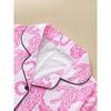 Casual Pink Leopard Print Pajama Set for Women Lapel Short-sleeved Top and Baggy Shorts Loungewear for Women