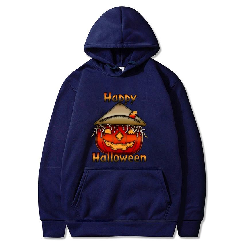 Halloween Autumn Winter Happy Halloween Printed Hoodie Men's Fashion Warm Sweatshirt Casual Street Wear Warm Hoodie