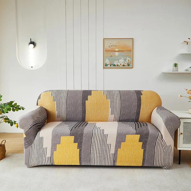 Armchair Corner Sofa Cover Leaves Stretch Sofa Cover Couch Cover Slipcovers Chaselong Protector for Pets and Kids Fully Wrap