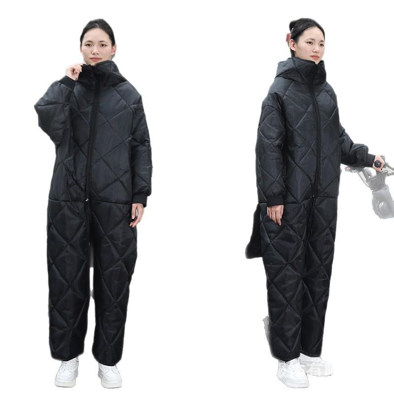 Windproof Winter Fleece-Lined Electric Vehicle Riding Coat