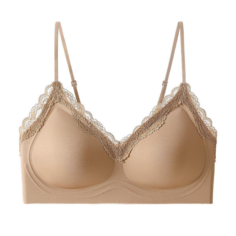 Traceless underwear, small breasts gathered to show great beauty, thin shoulder straps, no steel rings, cloud feeling, secondary breasts,upper support