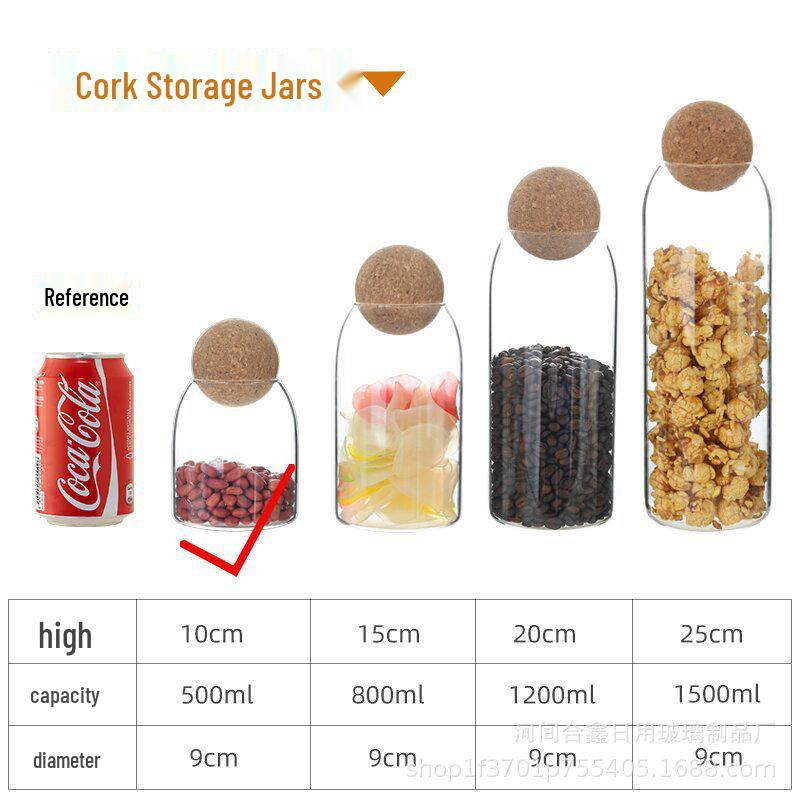 Cork Lid Glass Storage Jar for Coffee Beans, Tea, and More