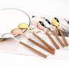 12Pcs Dinnerware Set Stainless Steel Imitation Wooden Handle Cutlery Clamp Western Tableware Dinner Fork Spoon Kitchen Accessori