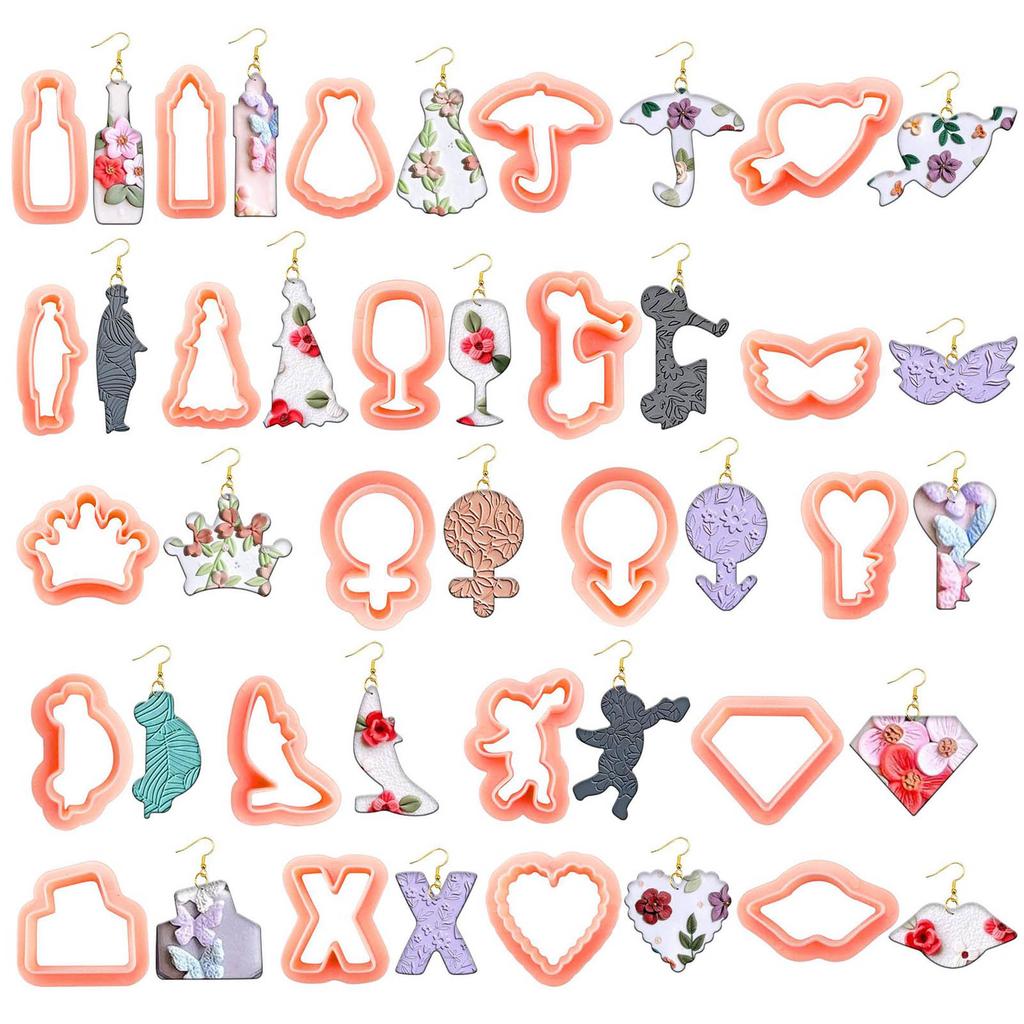 140pcs Plastic Clay Cutter Set Earring Making Kits with Different Shapes Craft Die DIY Handmade Jewelry Making Clay Tool