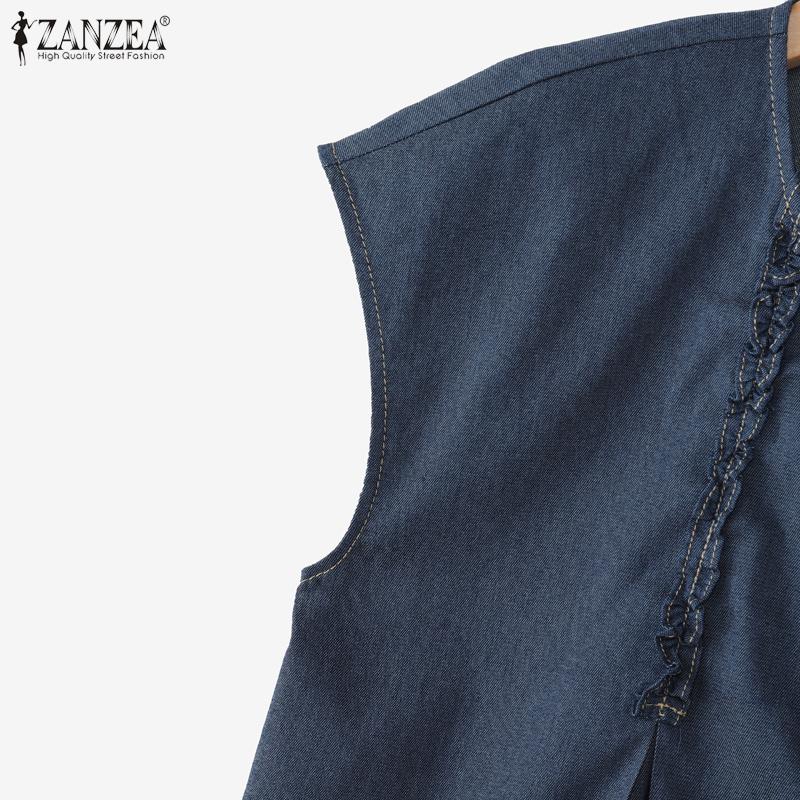 ZANZEA Lässige Bluse mit Rundhalsausschnitt und kurzen Ärmeln für Damen