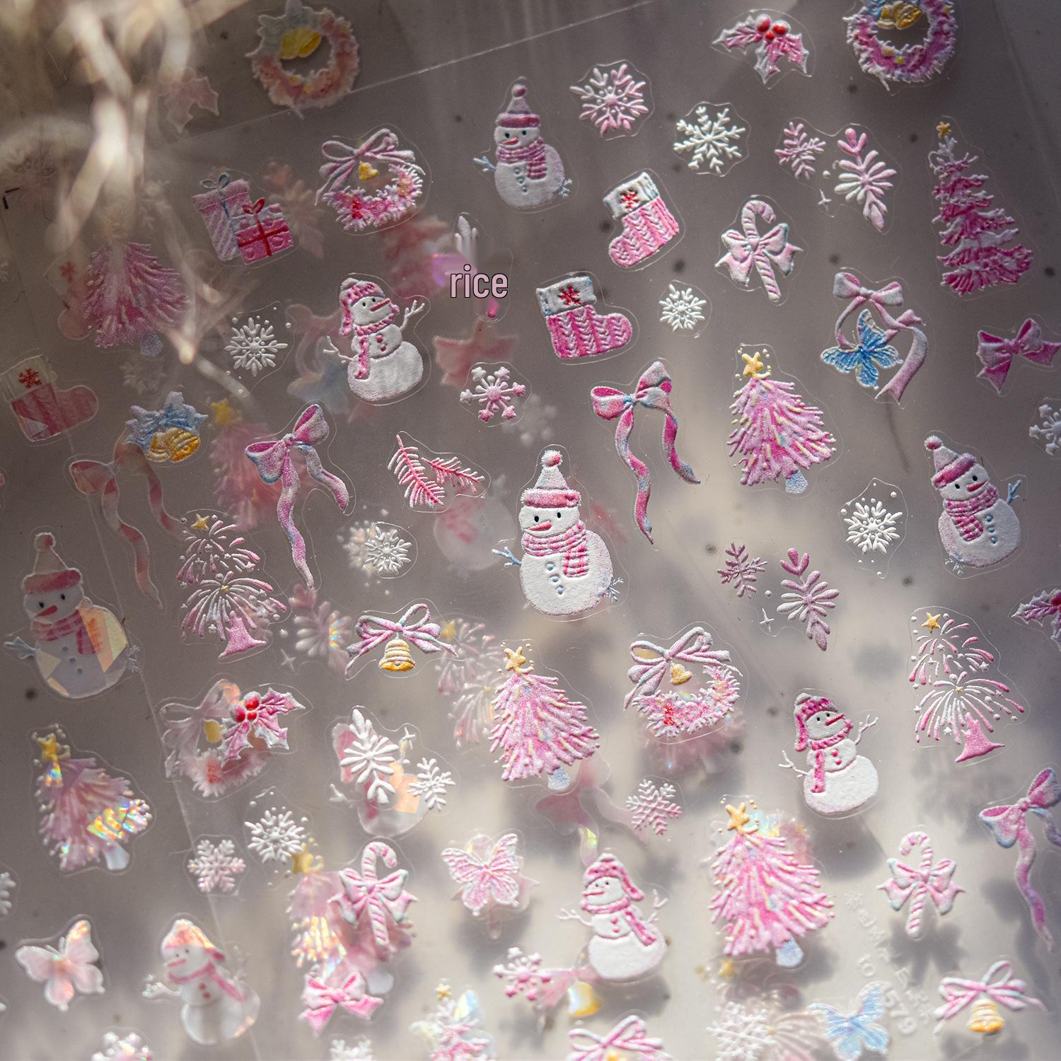 

Tomoni Shell Light Nail Stickers: Trendy Japanese Pink Christmas Mix & Match.