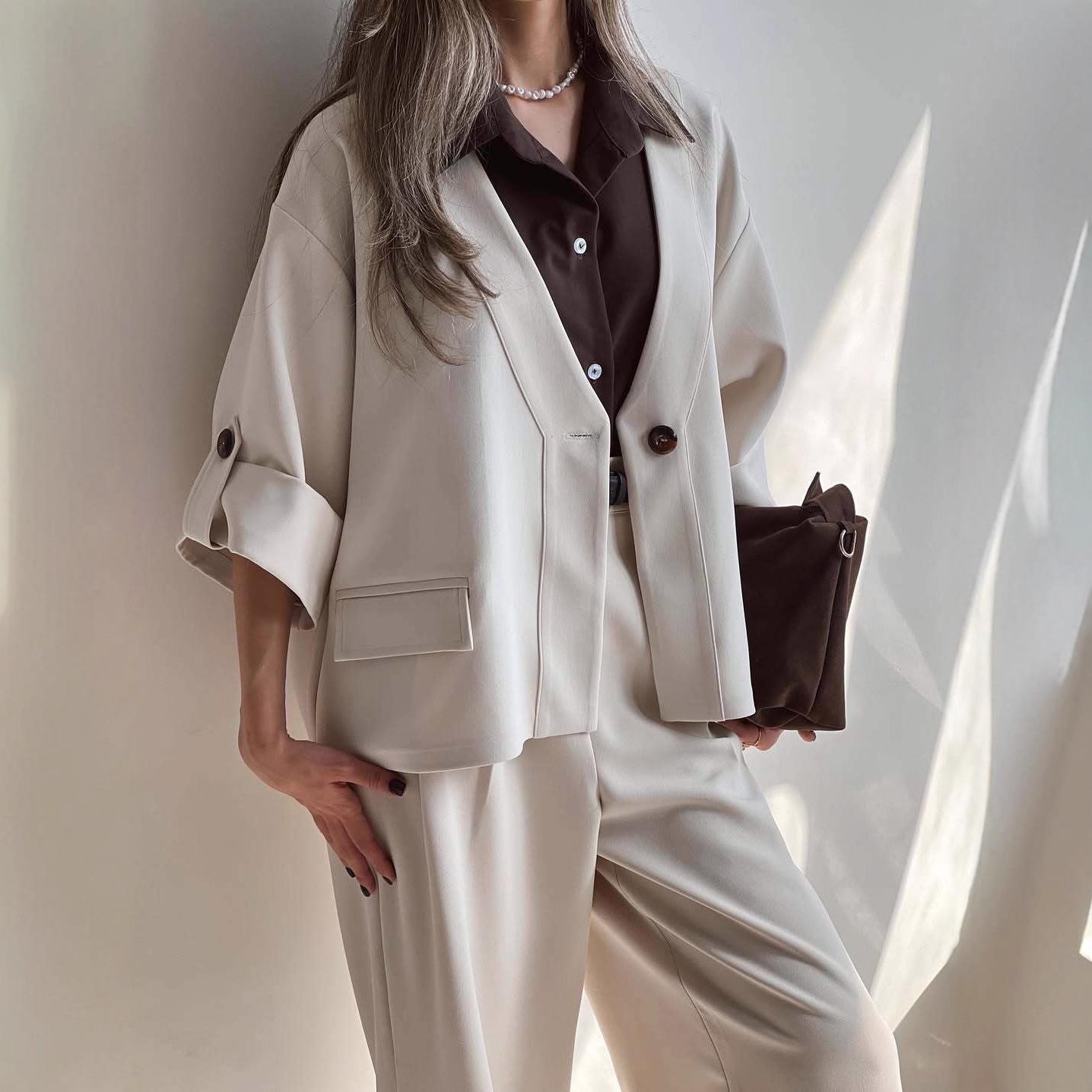 

Женская всесезонная модная куртка с V-образным вырезом однотонная XL