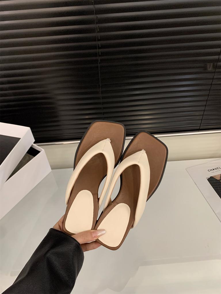 Wedge heel silver pinch flip-flops shoes women's shoes casual outer wear 2025 new summer skirt sandals