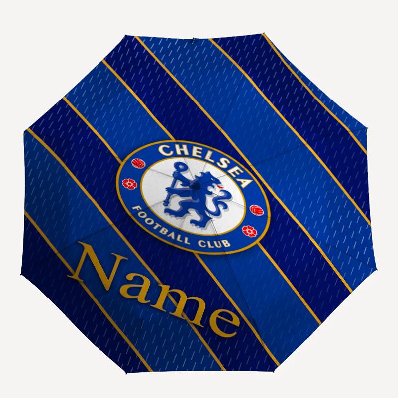 Custom Name Chelsea Football Club Theme Automatic Umbrella, Lightweight & Portable, 8 Rib, Perfect for Outdoor Travel, Birthdays, Christmas, Gifts.