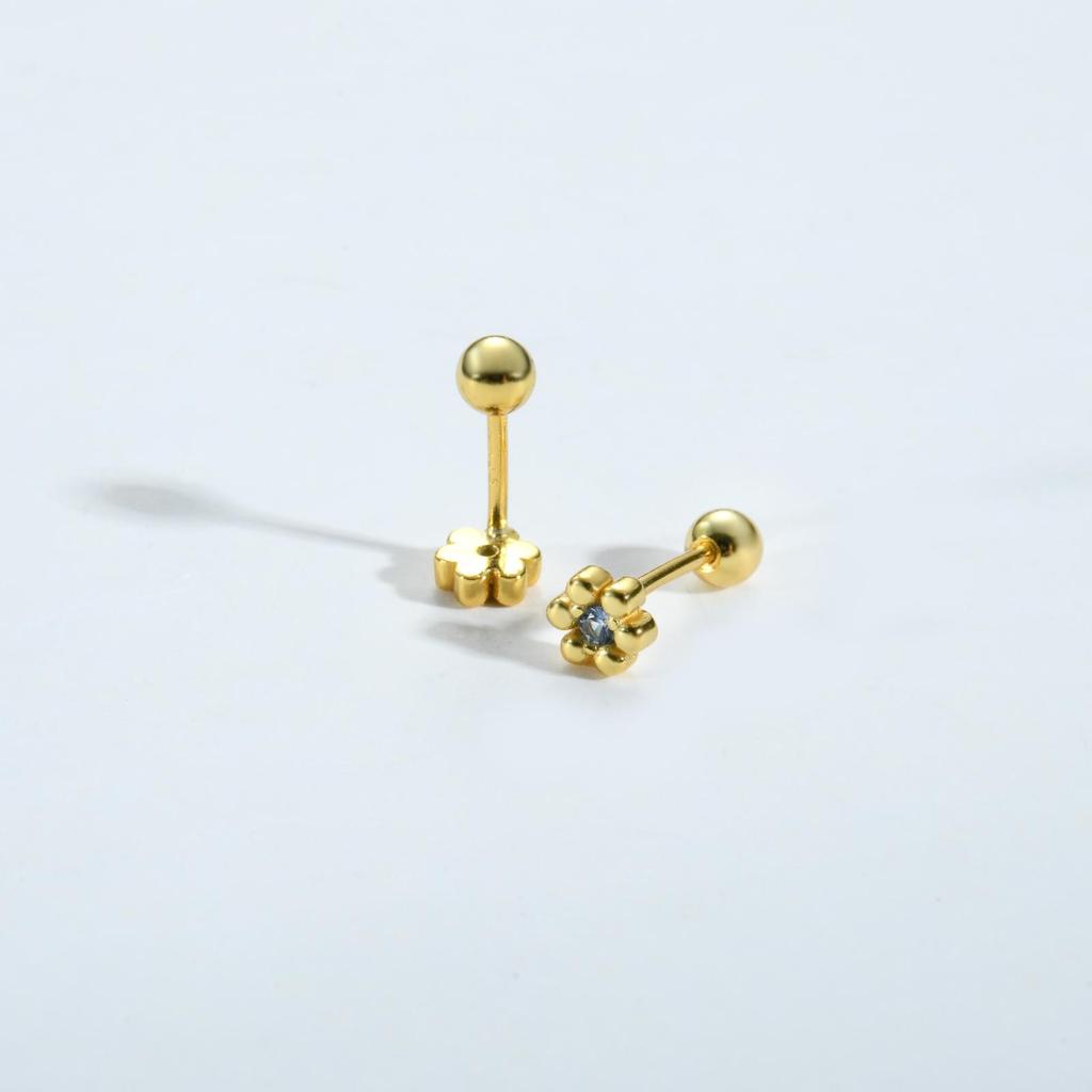 ANDYWEN 925 Sterlingsilber Gold Margeritenblume Ohrstecker Damen Blau CZ Zirkon Feiner Schmuck