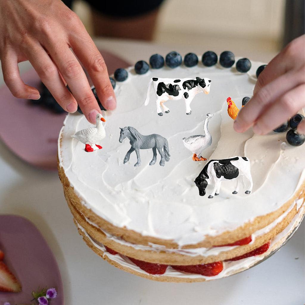 Animal Figures Toy Set Realistic Cute Animal Model Cow Hen Pig Animals Set Plastic Educational Farm Animal Toys for Toddler Kids