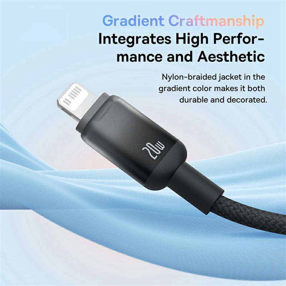 BASEUS Discolor Series 1m Fast Charging Cable Type-C to iP 20W Nylon Braided Data Cord
