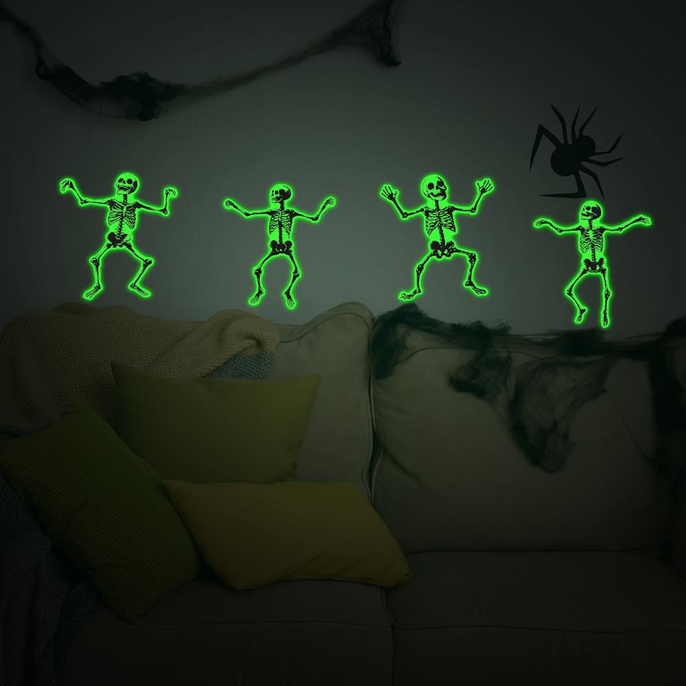 Halloween Glow Skeleton Wall Sticker Pvc Decal For Living Room And Decor Home