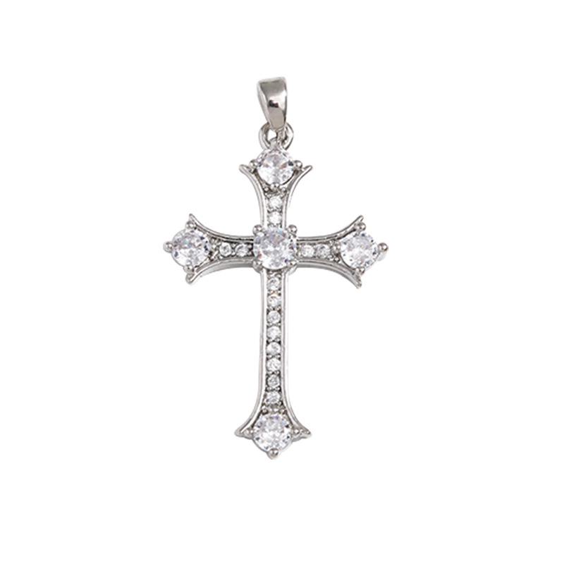 Colier cu Pandantiv Cruce din Cupru cu Zirconiu Stil Punk