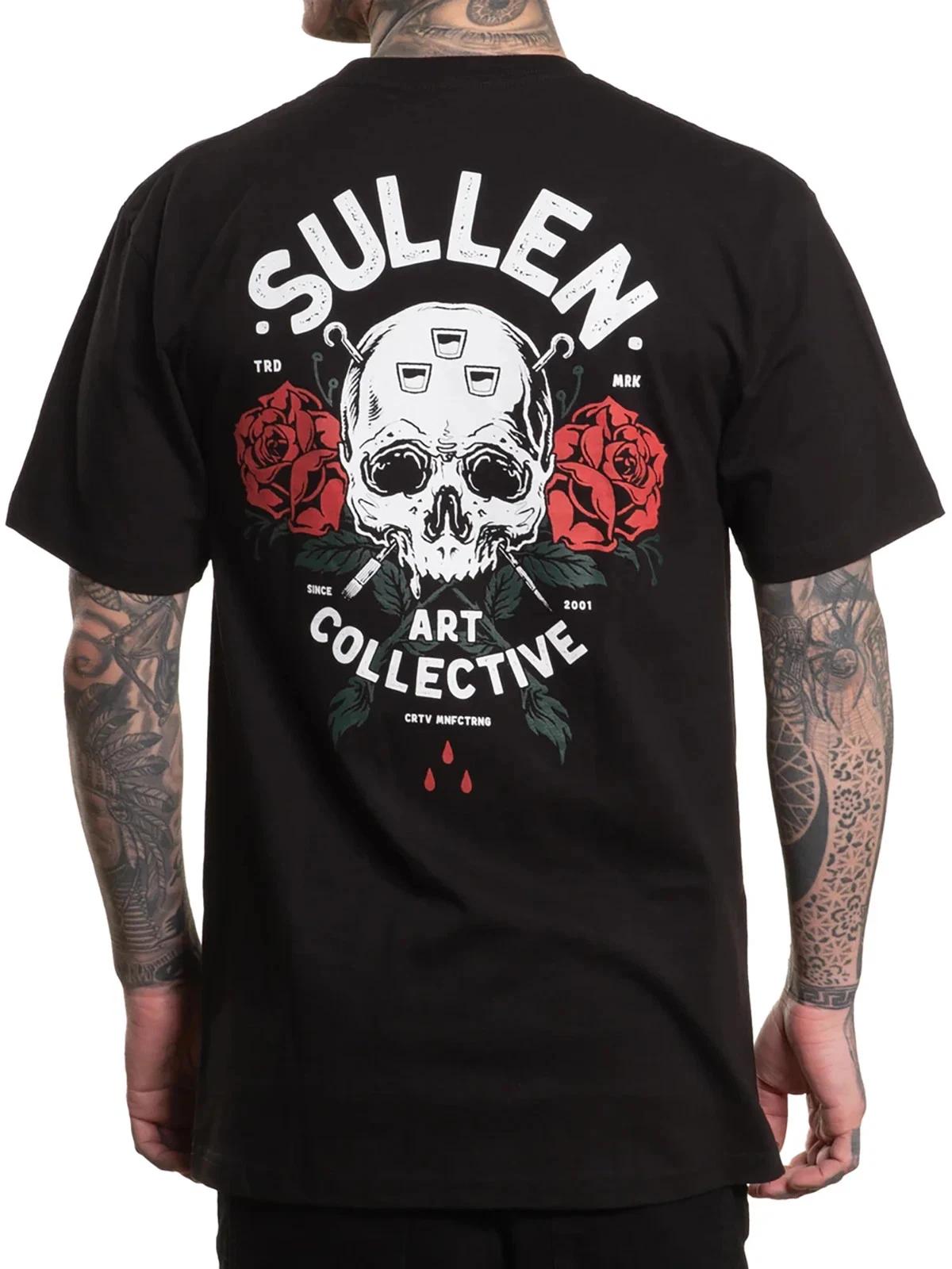 

Sullen Men s CRTV MFG Short Sleeve Standard T-shirt Tattoo Art Skull Roses Tee 2XL