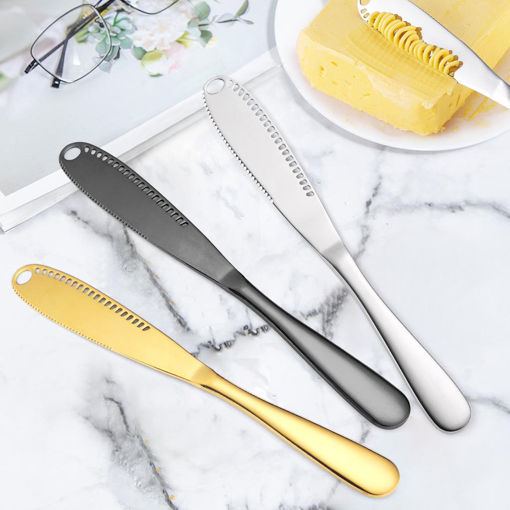 430 Stainless Steel Butter Knife with Hole Butter Spatula Oil Scraper Cheese Bread Jam Butter