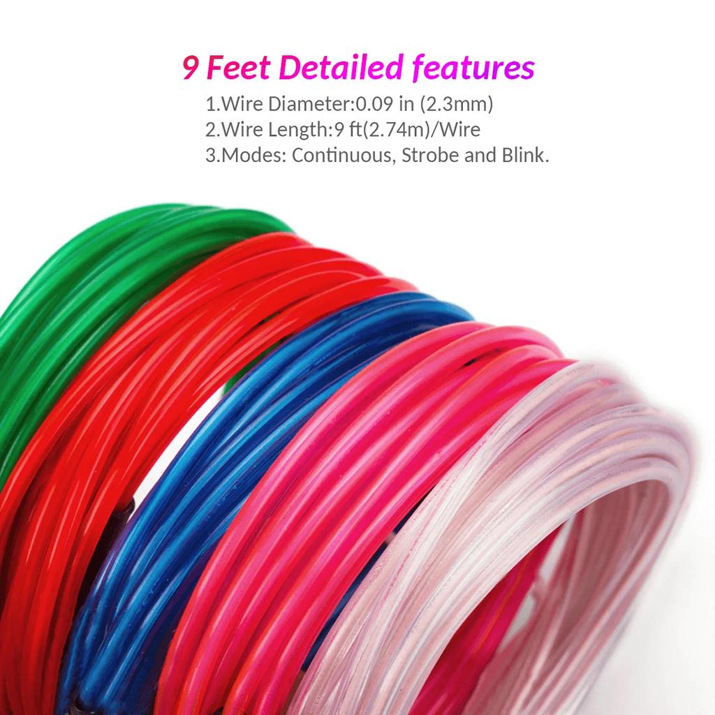 DIY 1/3/5M EL Wire Neon Light Car Interior LED Ambient Light Strip Dance Party Neon Flexible Cable Luminous Decorative Lamp