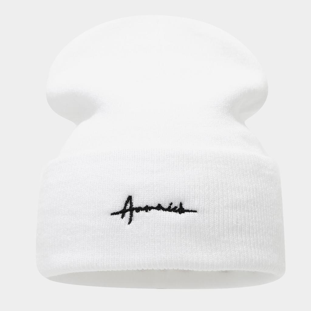 New autumn and winter personalized letter embroidery knitted hat Internet celebrity style men and women outdoor leisure sports warm wool hat