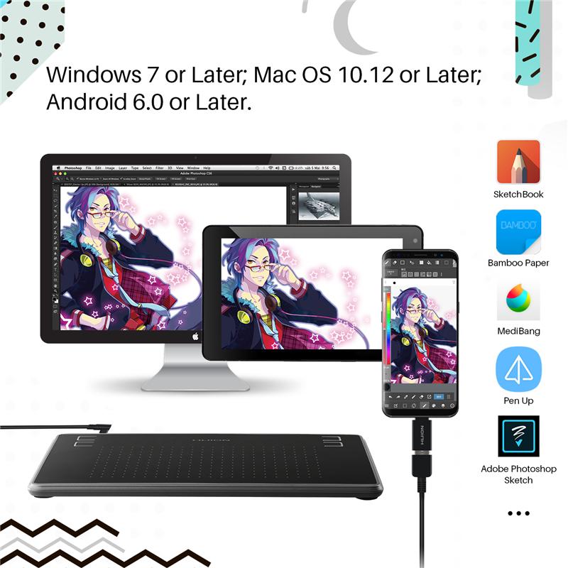 Online Math Training HUION H430P for Computer/Mobile Phone Digital Graphic Drawing Board