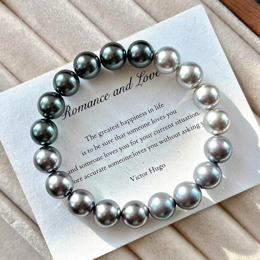 Vintage Strong Light High Quality Shijia Crystal Artificial Tahitian Morandi Maillard Pearl Bracelet