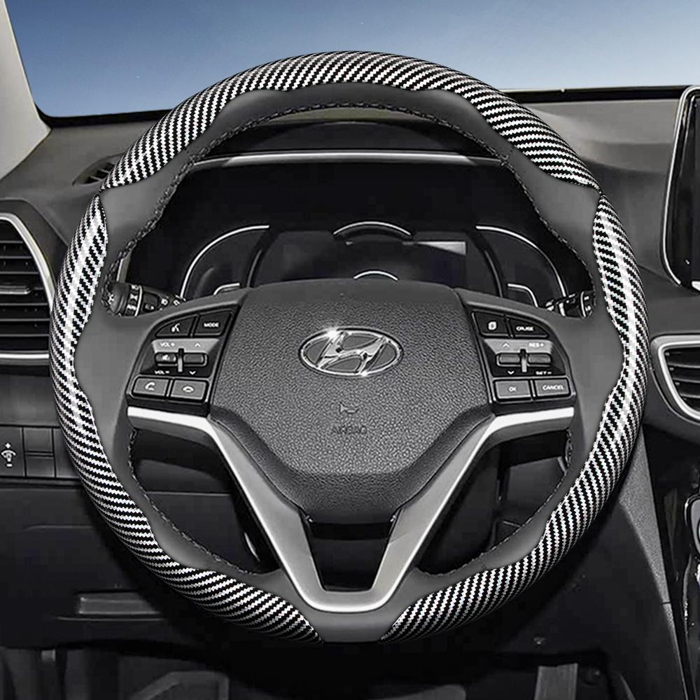 Suitable for Hyundai Carbon Fiber Texture Steering Wheel Cover with Segmented Quick-Release Design, Durable, for Tucson Elantra Avante I30 Sedan