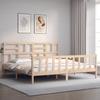 Solid Wood Bed with Headboard