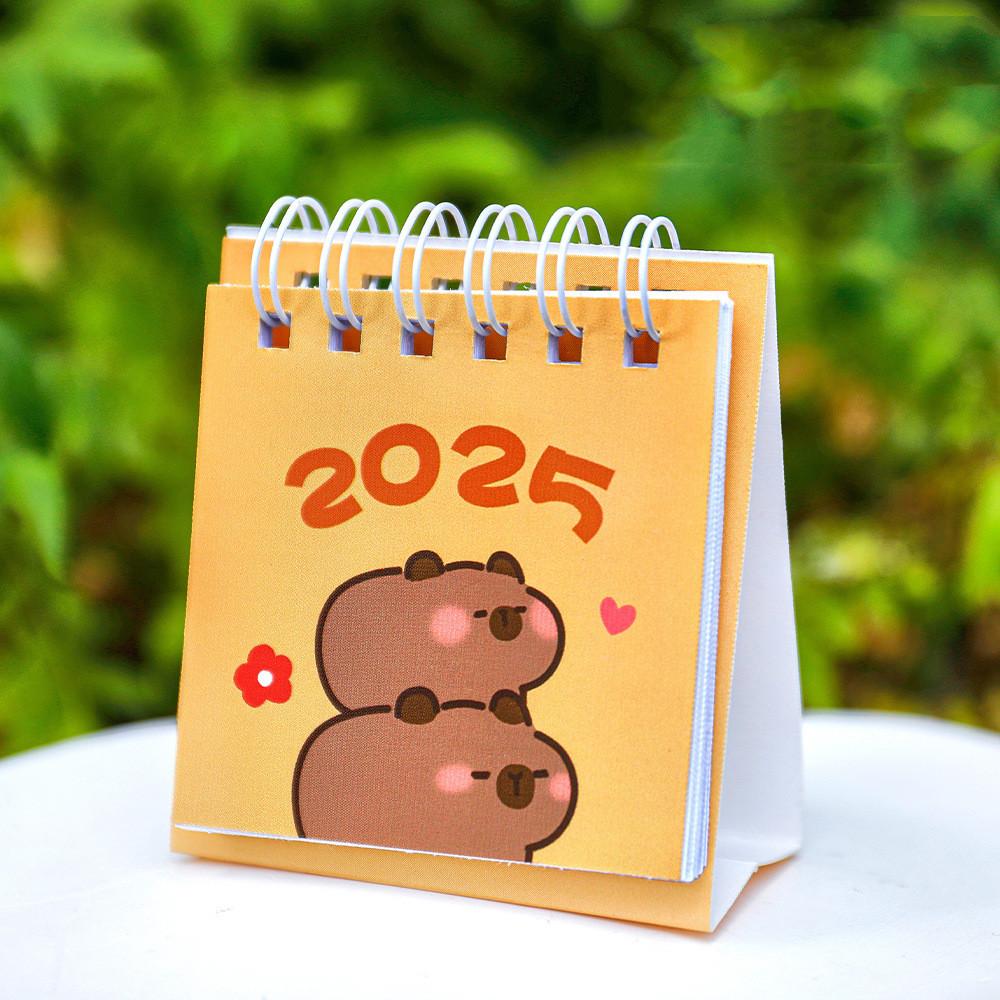 Kawaii Mini liten skrivebordskalender juli 2024 til desember 2025 Pocket Bærbar kartongkalender Punch Plan Kontor Skrivebordsdekorasjon