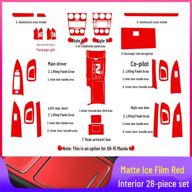 Mazda 6 Mittkonsol Växelspak Film: Dekorationsstickers för interiör (2003-2015)