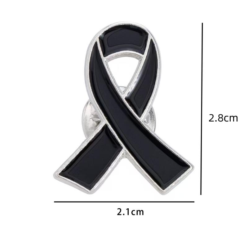 10Pcs Black Ribbon Pin Badge Brooch Funerals Memorial Pin Enamel Black Ribbon Alloy Pin Badge Brooch Clothing Accessory Pin