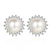 Sterling Moissanite Pearl Earrings Sunflower Drop Women Minimalist Elegant Fashion Jewelry