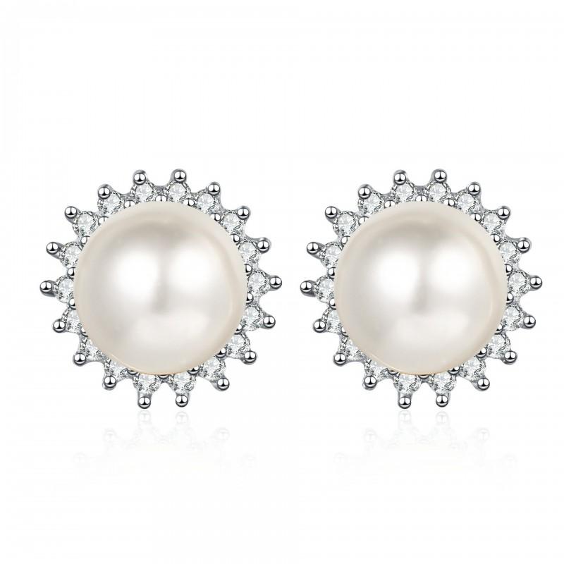 Sterling Moissanite Pearl Earrings Sunflower Drop Women Minimalist Elegant Fashion Jewelry