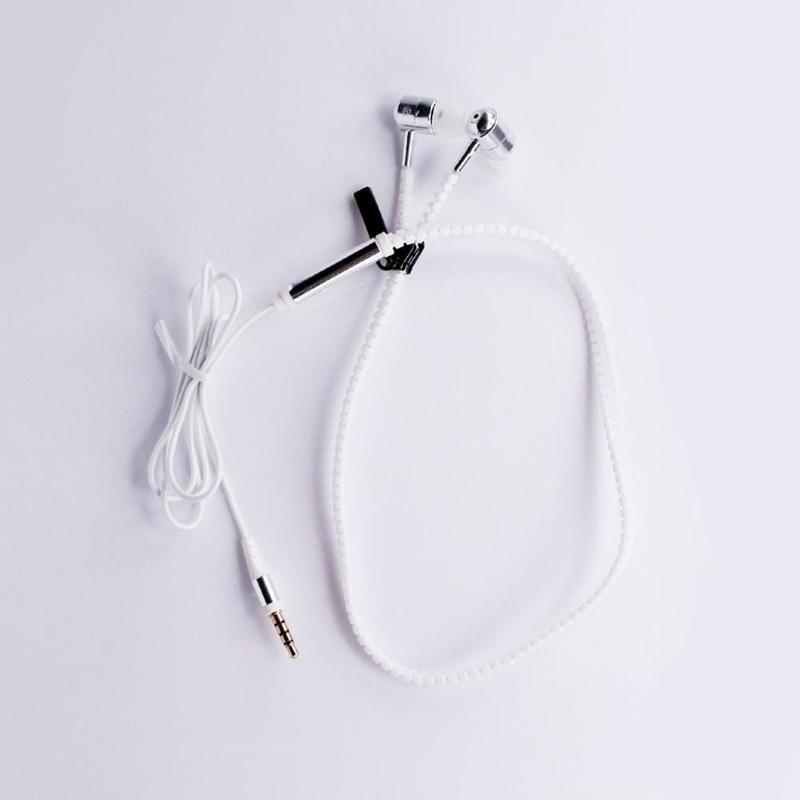 3.5mm In-Ear Zip Zipper STEREO Hands Free Headphones Headset +Mic Earphones Cool