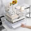 Top Quality Transparent Book Shelf Magazine File Organizer Storage Tray Fashion Paper Rack Desktop Organizer Stackable File Rack
