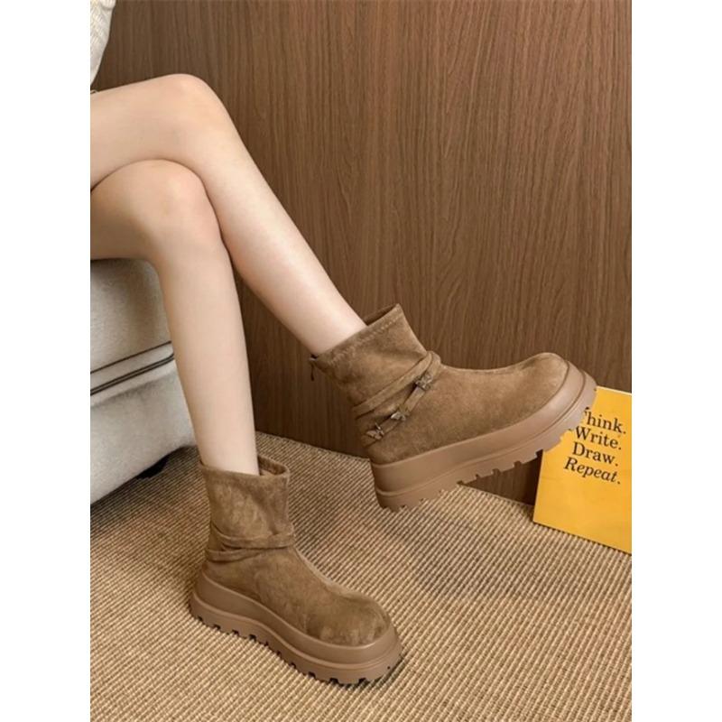 New Chunky Women Knee High Boots Fashion Slip On Knight Long Booties Platform Flats Autumn Winter Shoes Fashion Plus Size 41 42