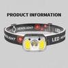 LED Head Torch USB Rechargeable Headlamp Headlight 7 Gears Super Bright COB LED Headtorch Motion Sensor Head Lamp 1200mAh