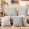 Clean Minimal White Geometry Cushion Cover Premium Comfort Reversible Pillow Cove Two In One Design for Any Room  Car Interior