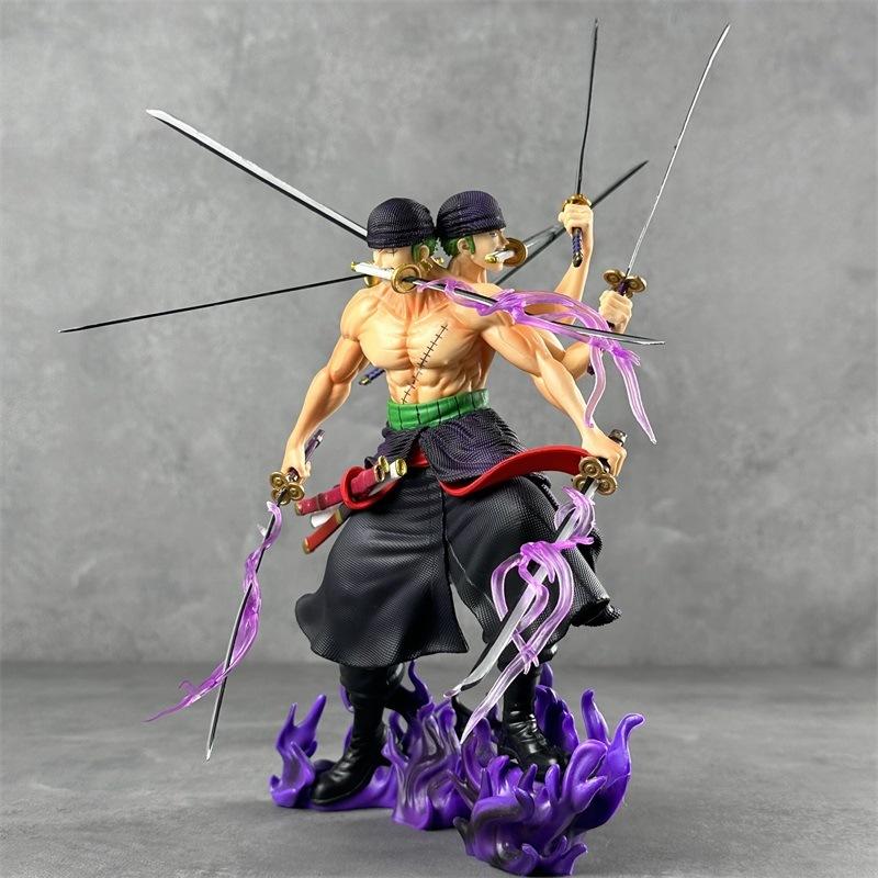 30cm One Piece Fight Zoro Action Figure Anime Asura Roronoa Zoro Tre Teste Più Sei Braccia Statua Modello da Collezione Giocattolo per Bambini Regali