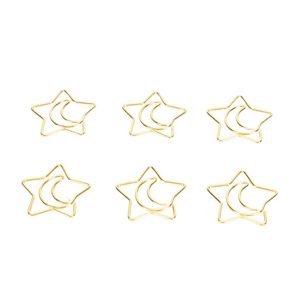 100pcs Star Moon Paper Clips Prevent Rust Skid Resistance Cute Paperclips for   Daily Use School