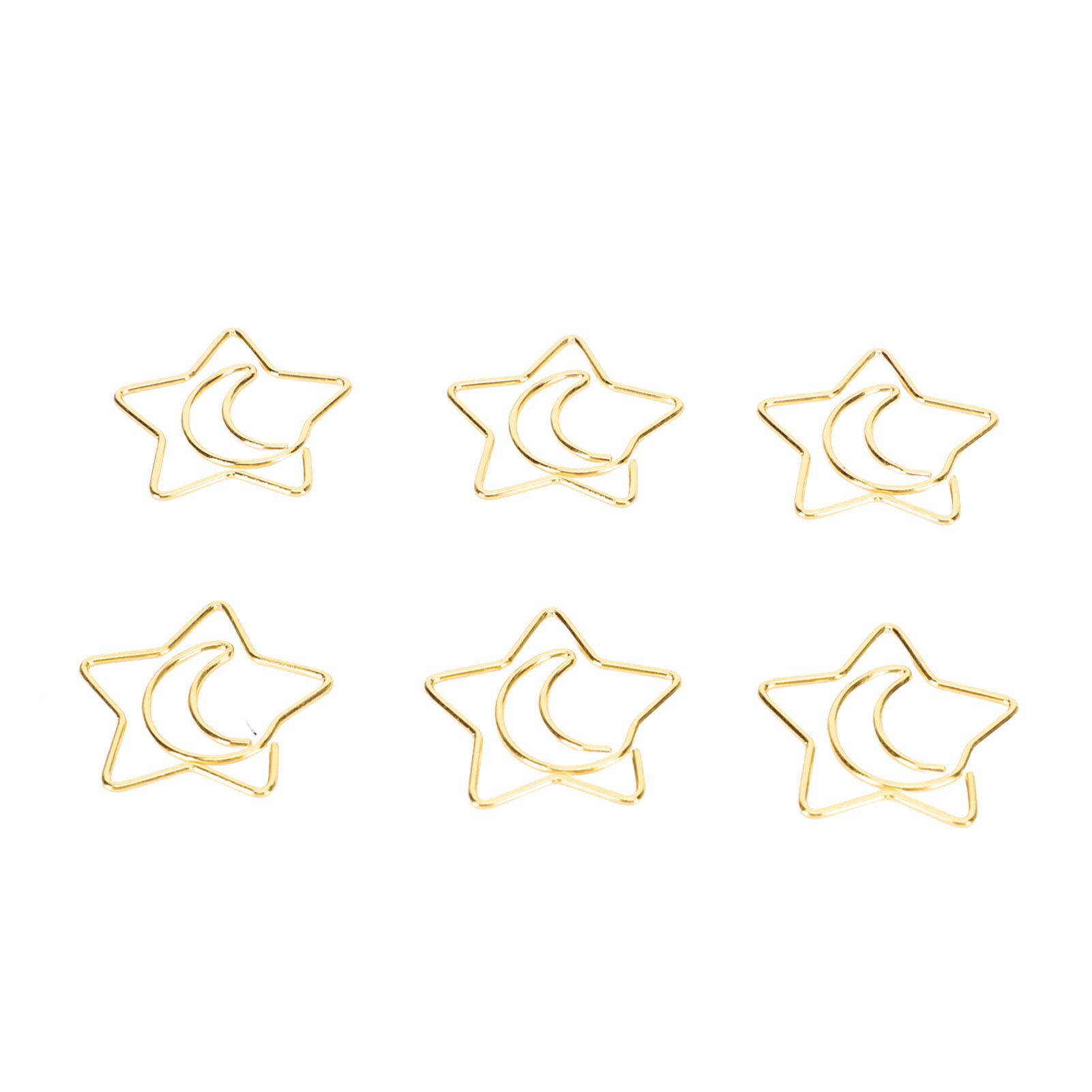 

100pcs Star Moon Paper Clips Prevent Rust Skid Resistance Cute Paperclips for Daily Use School